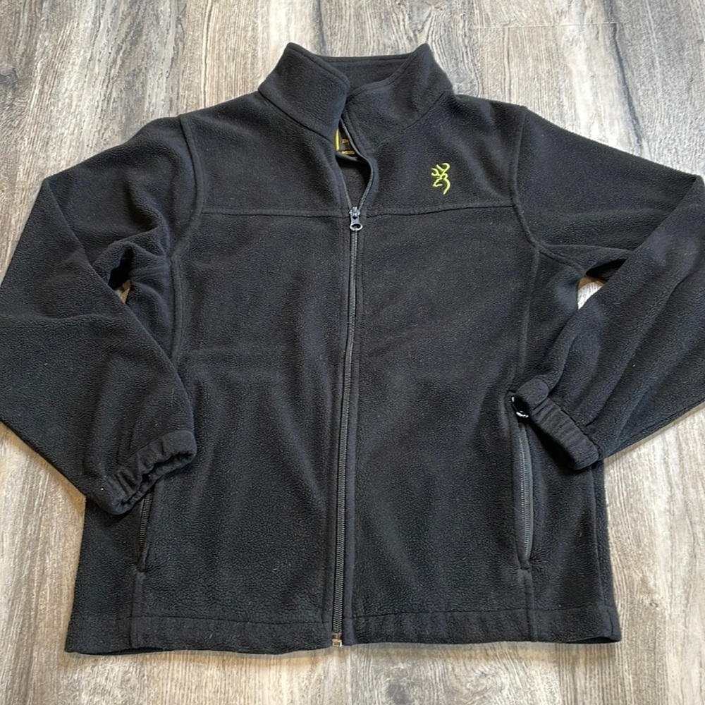 Browning Kids Black Fleece Zip Uo Jacket, size medium